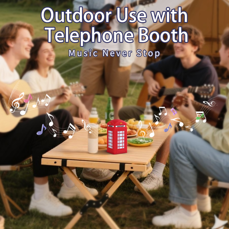 Souvenir UK London Style Telephone Booth Wireless Bluetooth Speaker PVC 3D Portable Outdoor Telephone Booth Mini Wireless Bluetooth Speaker