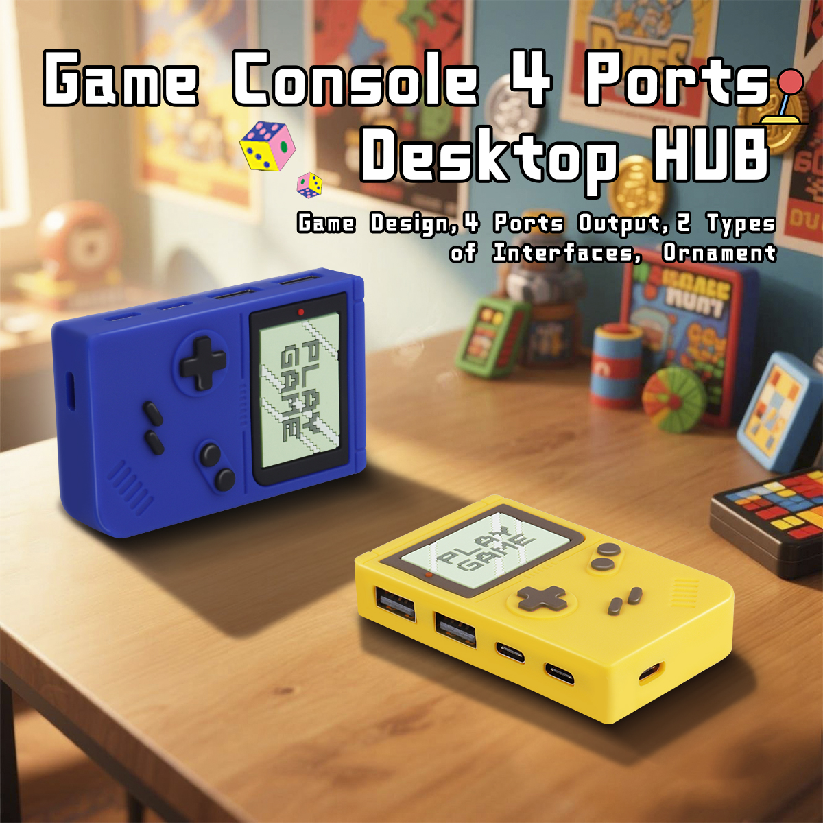 Unique Creative Gaming Console Design USB Type-C Hub Mini Portable Desktop 4 Port USB Hub