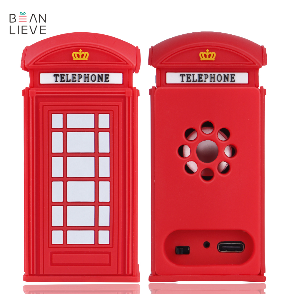 Souvenir UK London Style Telephone Booth Wireless Bluetooth Speaker PVC 3D Portable Outdoor Telephone Booth Mini Wireless Bluetooth Speaker