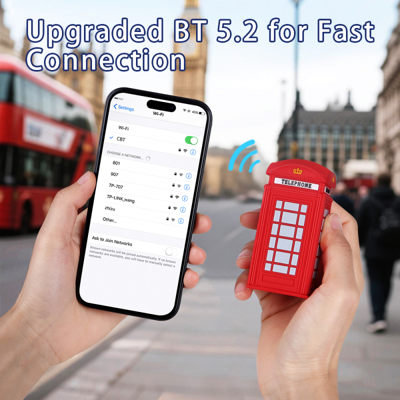 Souvenir UK London Style Telephone Booth Wireless Bluetooth Speaker PVC 3D Portable Outdoor Telephone Booth Mini Wireless Bluetooth Speaker