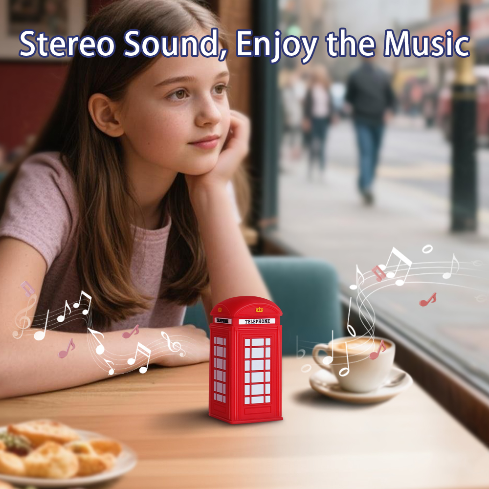Souvenir UK London Style Telephone Booth Wireless Bluetooth Speaker PVC 3D Portable Outdoor Telephone Booth Mini Wireless Bluetooth Speaker