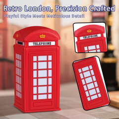 Souvenir UK London Style Telephone Booth Wireless Bluetooth Speaker PVC 3D Portable Outdoor Telephone Booth Mini Wireless Bluetooth Speaker