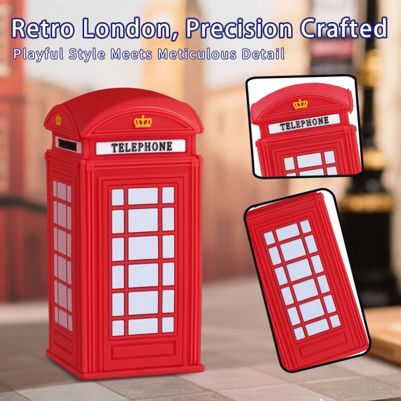Souvenir UK London Style Telephone Booth Wireless Bluetooth Speaker PVC 3D Portable Outdoor Telephone Booth Mini Wireless Bluetooth Speaker