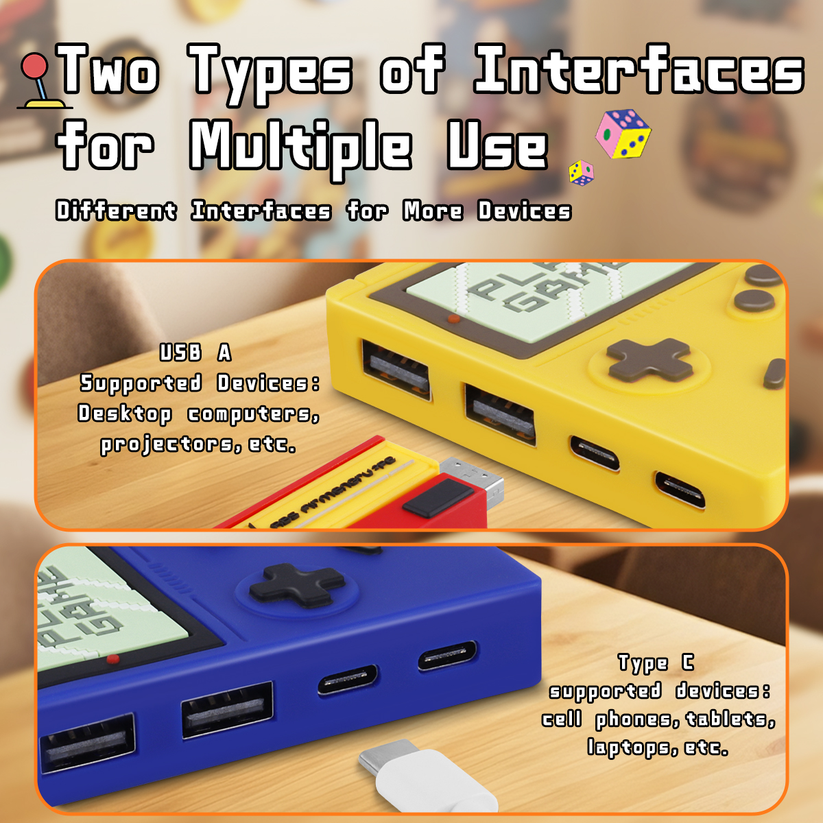 Unique Creative Gaming Console Design USB Type-C Hub Mini Portable Desktop 4 Port USB Hub