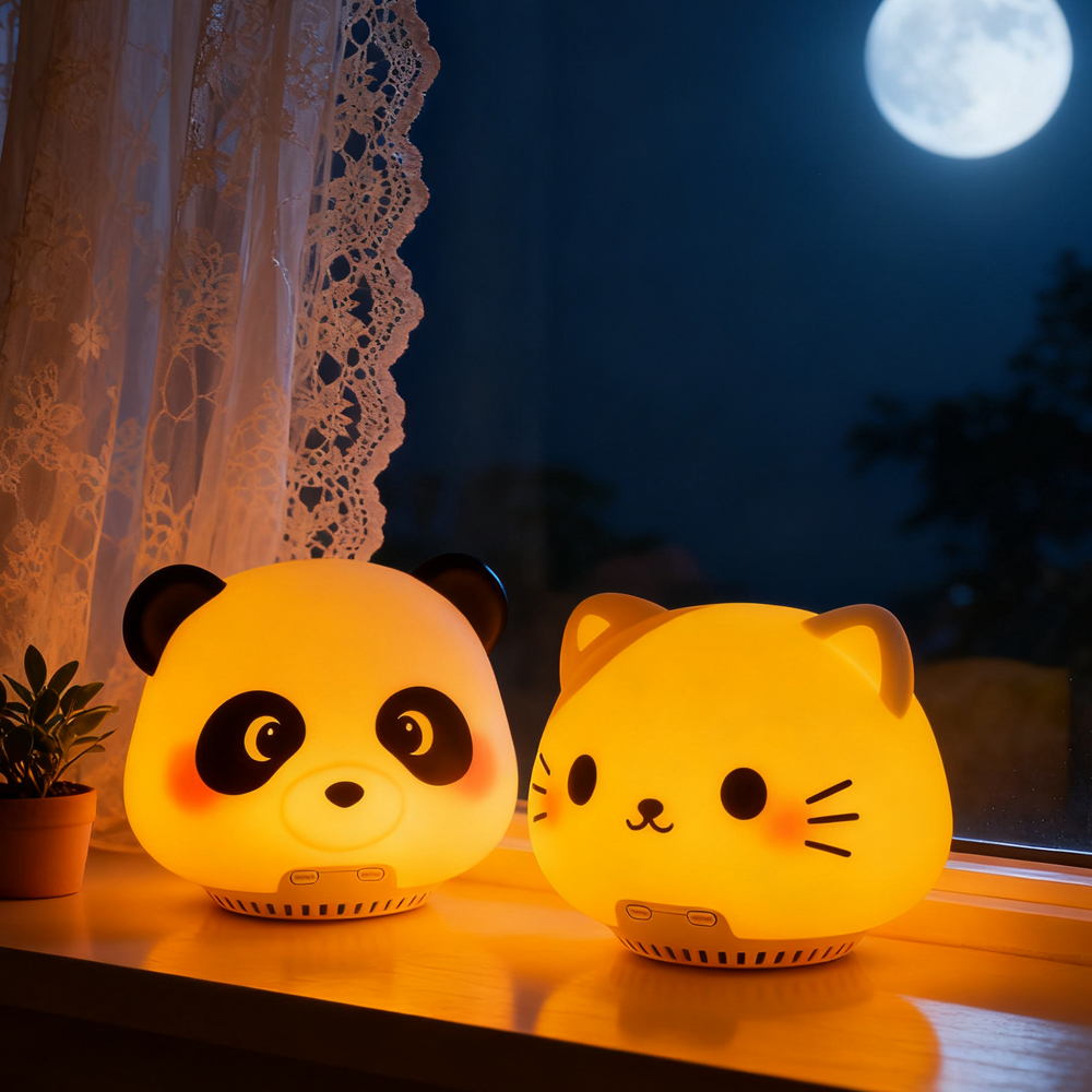 Gift Kid Panda Night Light Wireless Speaker 5.3 Touch 4 Light Room Baby Sleep Music Player Bedside Lamp Wireless Bluetooth Speaker