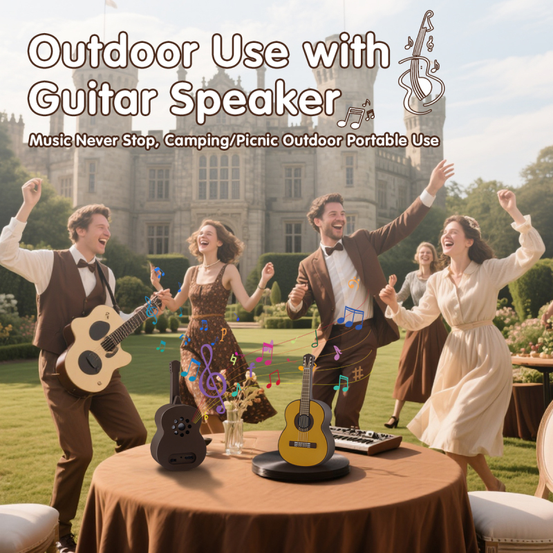 Novelty Gift Guitar Wireless Speaker OEM Home Decor Good Sound BT5.2 Stereo Cartoon Portable Mini Guitar Wireless Bluetooth Speaker