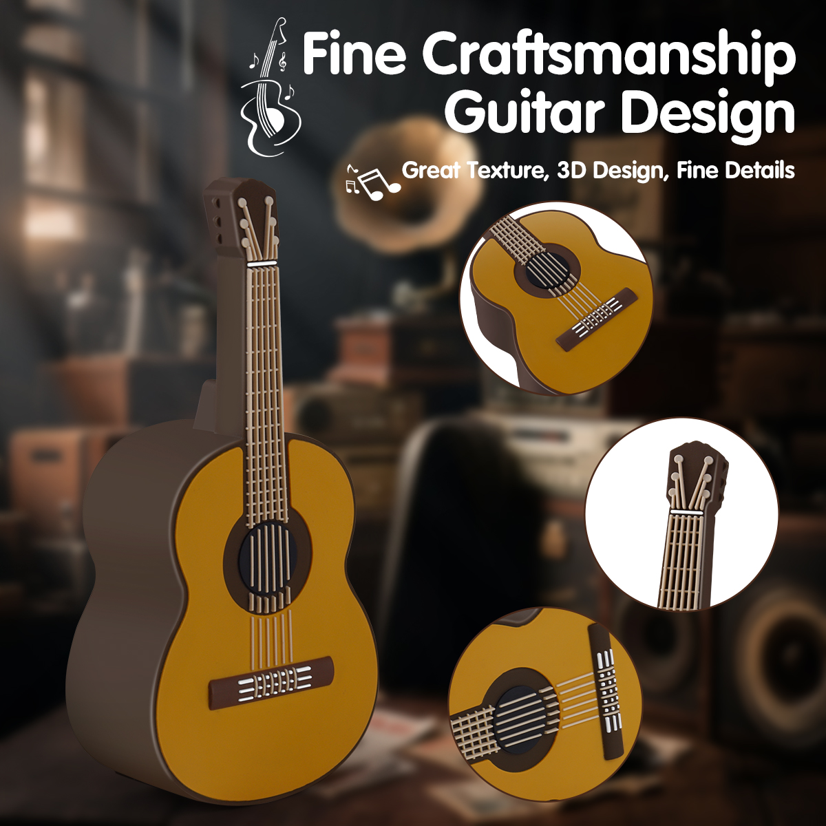 Novelty Gift Guitar Wireless Speaker OEM Home Decor Good Sound BT5.2 Stereo Cartoon Portable Mini Guitar Wireless Bluetooth Speaker