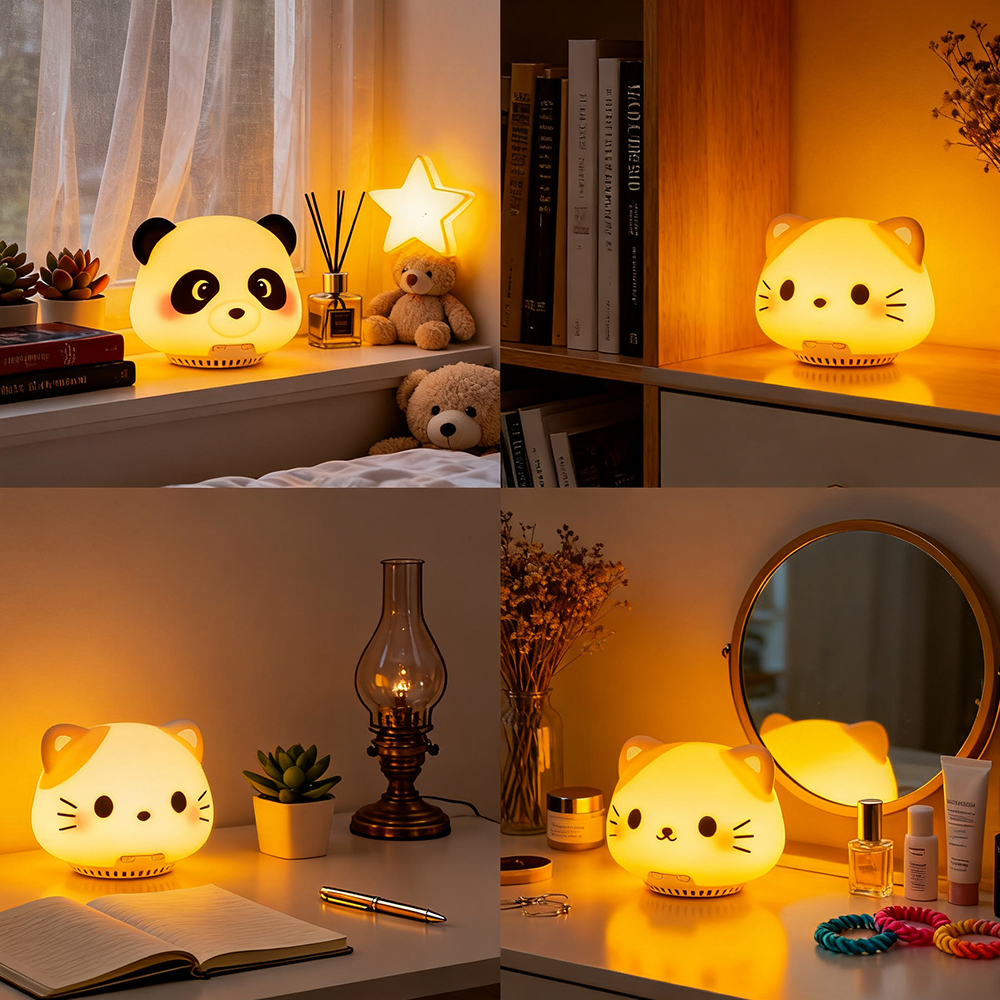 Gift Kid Panda Night Light Wireless Speaker 5.3 Touch 4 Light Room Baby Sleep Music Player Bedside Lamp Wireless Bluetooth Speaker