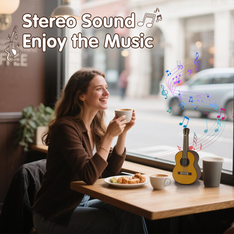 Novelty Gift Guitar Wireless Speaker OEM Home Decor Good Sound BT5.2 Stereo Cartoon Portable Mini Guitar Wireless Bluetooth Speaker