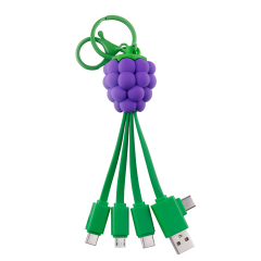 Cute Fruit Grape Design Multi 4in1 Charging Cable Universal Compatibility Girl Keychain USB Type C 4 in 1 Charging Cable