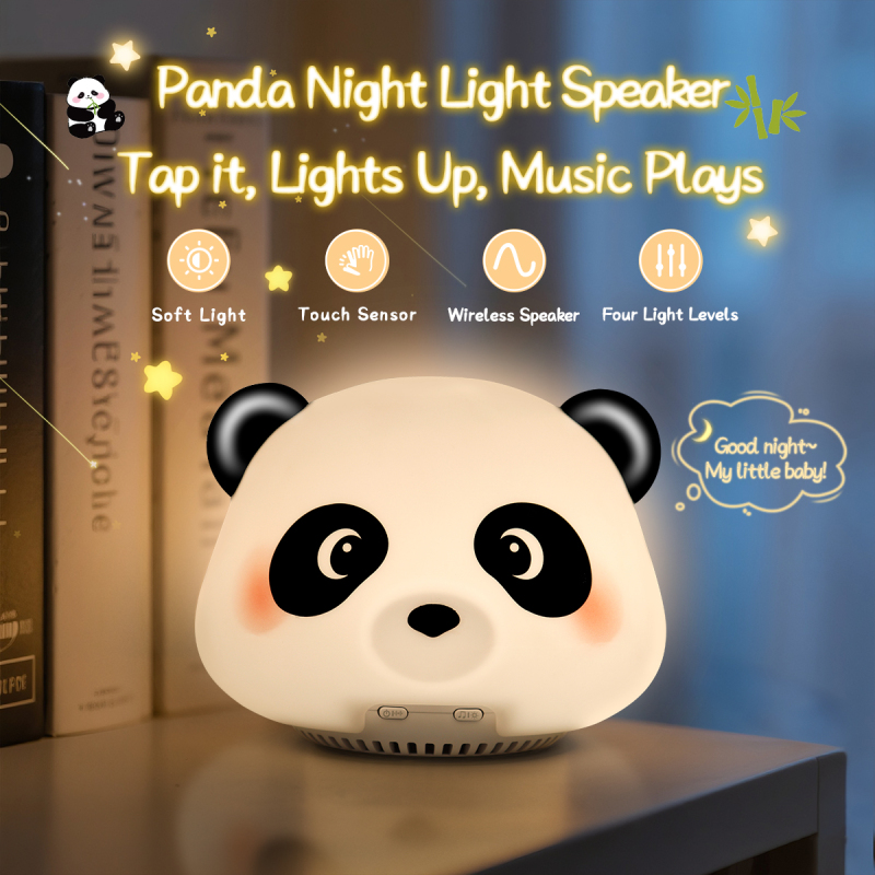 Gift Kid Panda Night Light Wireless Speaker 5.3 Touch 4 Light Room Baby Sleep Music Player Bedside Lamp Wireless Bluetooth Speaker