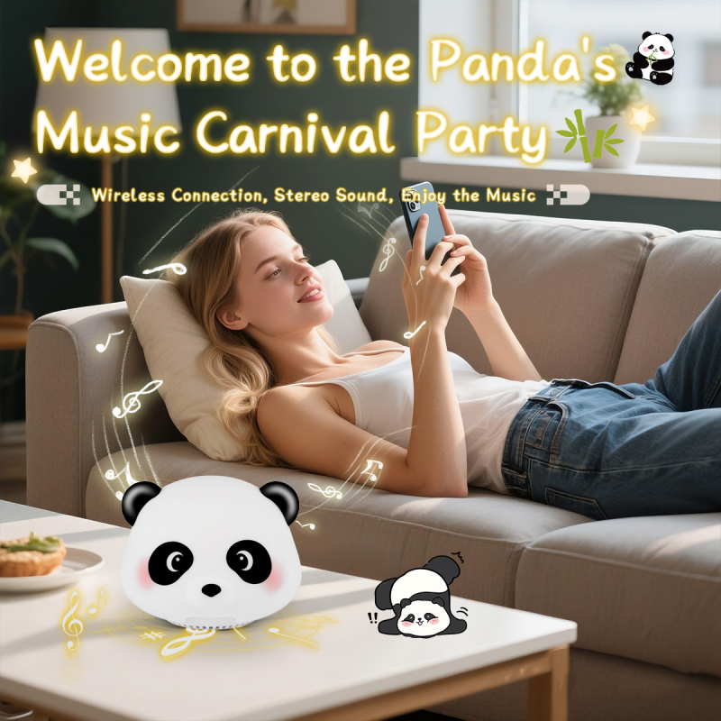 Gift Kid Panda Night Light Wireless Speaker 5.3 Touch 4 Light Room Baby Sleep Music Player Bedside Lamp Wireless Bluetooth Speaker
