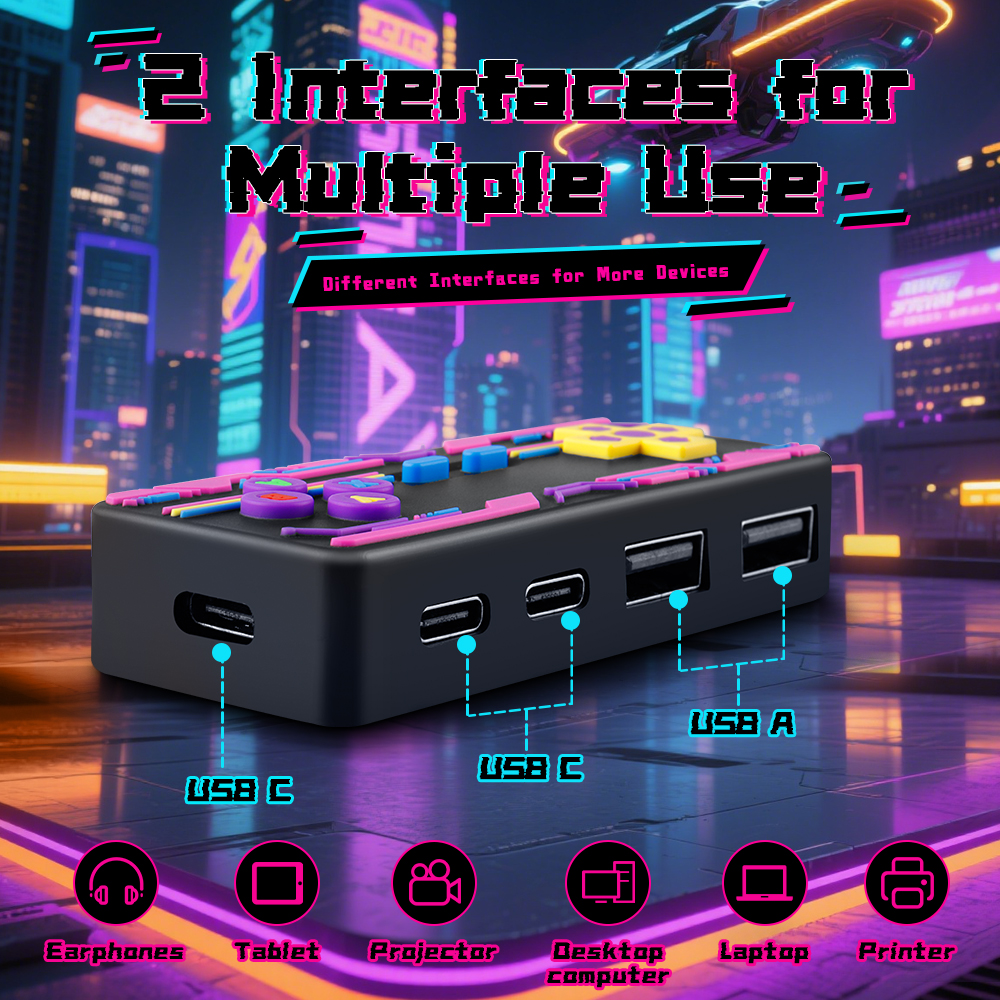 Creativity Cyberpunk Style Usb Hub Game Controller Desktop High Speed Data Transfer Gamepad Type C 4 Ports USB HUB