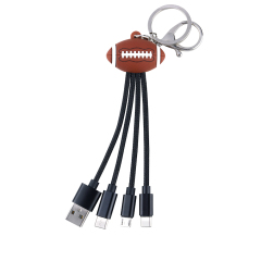Customized LOGO World Cup America Footbal Multi Port Charging Cable Universal USB Type-C USA Football Keychain Charging Cable