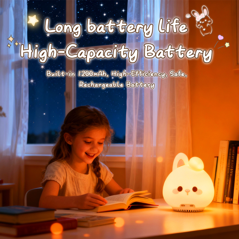 Custom LOGO Cute Animal RGB Tap Rabbit Night Light Bluetooth Speaker White Noise Bedside Silicone Touch Lamp Remote Control Room Kids Rabbit Wireless Bluetooth Speaker Night Light