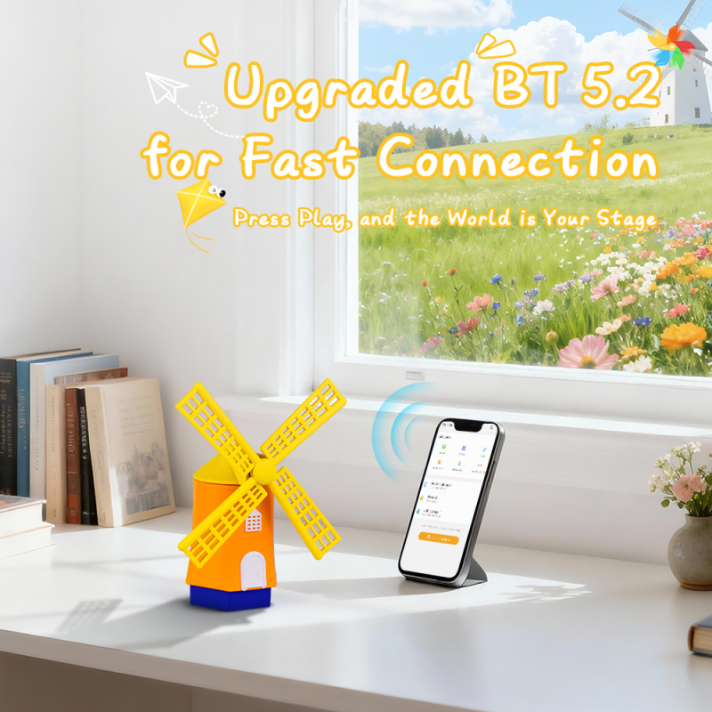Popular Spin Home Windmill Wireless Bluetooth Speaker Small Portable Rotating BT5.2 USB Type C Desktop Ornaments Windmill Wireless Bluetooth Speaker