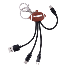 Customized LOGO World Cup America Footbal Multi Port Charging Cable Universal USB Type-C USA Football Keychain Charging Cable