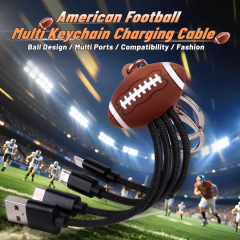 Customized LOGO World Cup America Footbal Multi Port Charging Cable Universal USB Type-C USA Football Keychain Charging Cable
