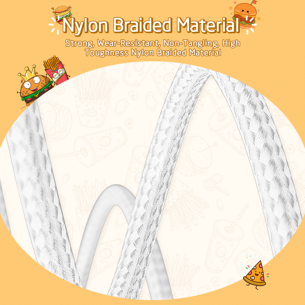 Creativity Hamburger Multi Charging Cable Nylon Braid 1.2M 5 in 1 USB Type C Hamburger Charging Cable