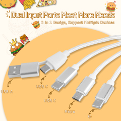 Creativity Hamburger Multi Charging Cable Nylon Braid 1.2M 5 in 1 USB Type C Hamburger Charging Cable