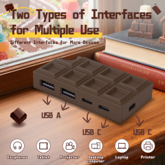 Tiktok Temu Hot Sale Chocolate USB HUB Desktop Ornament Multi Function type C 4 Port USB HUB
