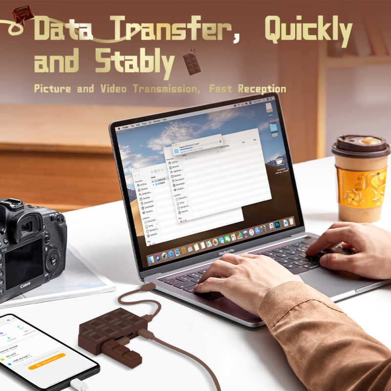 Tiktok Temu Hot Sale Chocolate USB HUB Desktop Ornament Multi Function type C 4 Port USB HUB