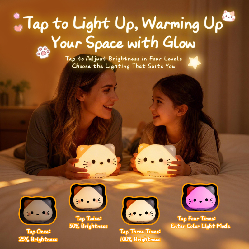 Animal Cartoon Cute Cat Bluetooth Speaker Night Light for Kids Boys 1200mAh Large Battery White Noise Cat Bluetooth Speaker Night Light