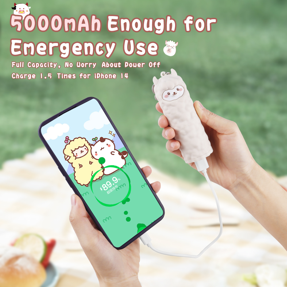 Animal Giraffe Keychain Power Bank Cartoon Cute Cow 5000mAh Portable Mini Mobile Phone Power Bank