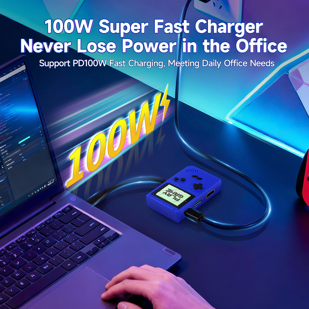 Game Design USB C Hub 3 in 1 Docking Station HDMI 4K60Hz Display USB-A 3.0 5Gbps Data Transfer Ports 3 in 1 Docking Station