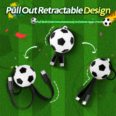 2026 FIFA World Cup Gift Sport Football Retractable 60W Fast Charging Cable Type C to Type C Keychain Soccer 60W USB Type C Data Cable
