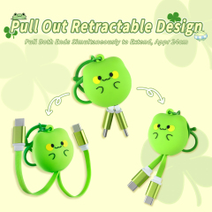 Creativity Frog Design Retractable Data Cable USB-C to USB-C Universal Cartoon Frog 60W Type-C USB Fast Charging Cable