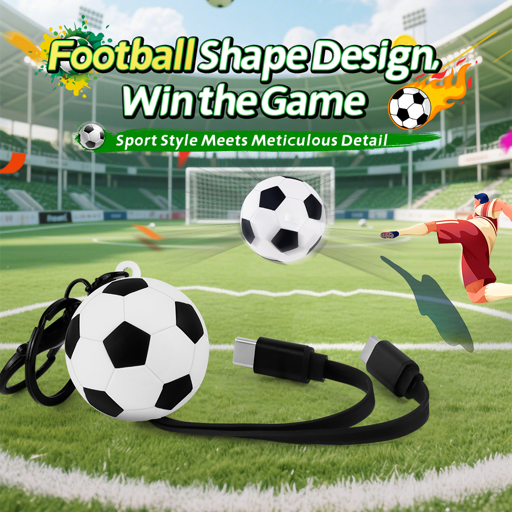 2026 FIFA World Cup Gift Sport Football Retractable 60W Fast Charging Cable Type C to Type C Keychain Soccer 60W USB Type C Data Cable