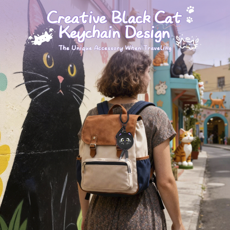 Lucky Black Cat Design Retractable Data Cable Cute Cartoon Type C to Type C Keychain Animal 60W Type C Fast Charging USB Cable