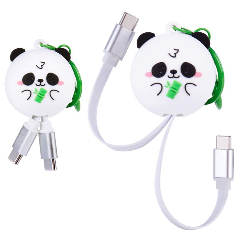 Novelty China Panda 60W Retractable Data Cable Type C to Type C Universal Cell Phone Laptop 60W USB Type C Fast Charging Cable