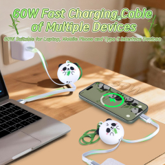 Novelty China Panda 60W Retractable Data Cable Type C to Type C Universal Cell Phone Laptop 60W USB Type C Fast Charging Cable