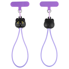 Black Cat Phone Wrist Strap Lanyard 60W Fast Charging Cable High Speed Data Transfer Cord 60W Fast Charging Cable for iPhone 18 17 Pro Max