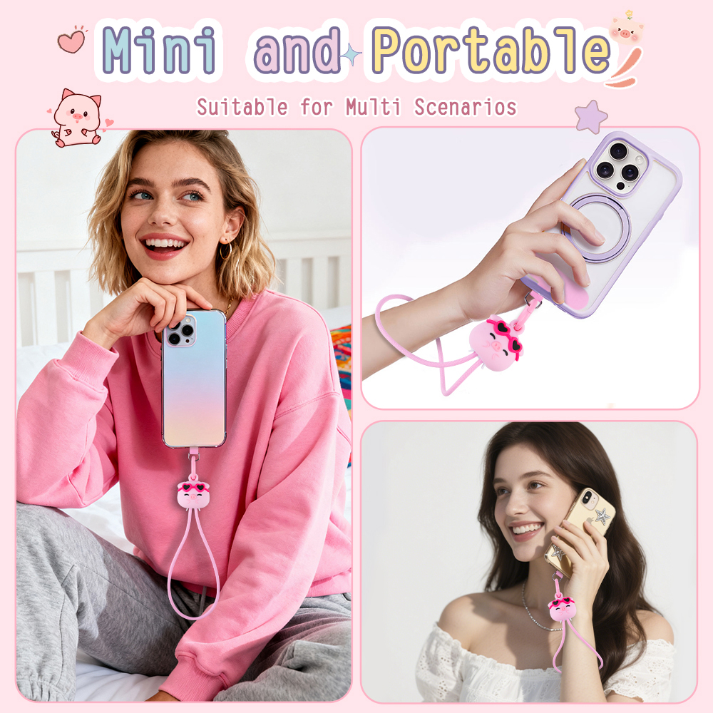 Pink Pig Phone Lanyard Fast Charging Cable Anti Theft Skin-Friendly Universal Cell Phone Strap Lanyard for Travel Essentials