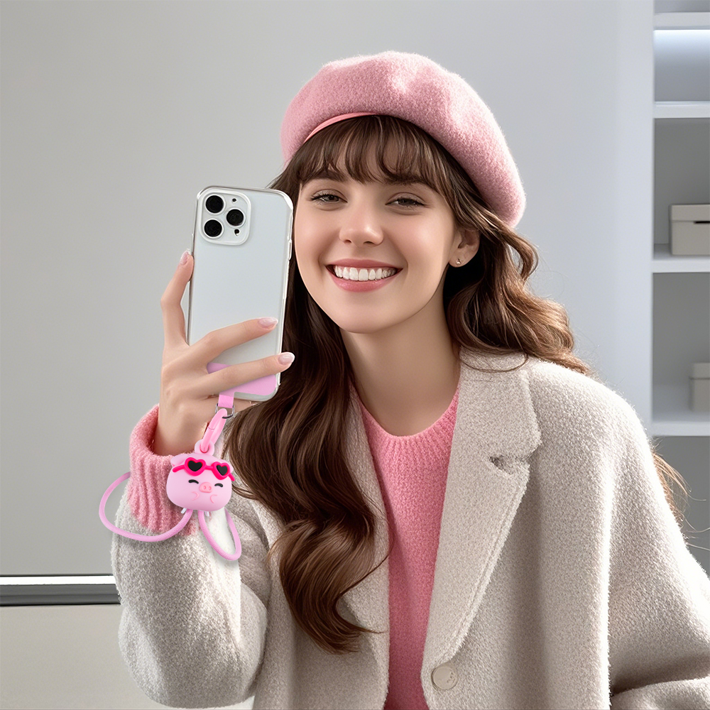 Pink Pig Phone Lanyard Fast Charging Cable Anti Theft Skin-Friendly Universal Cell Phone Strap Lanyard for Travel Essentials