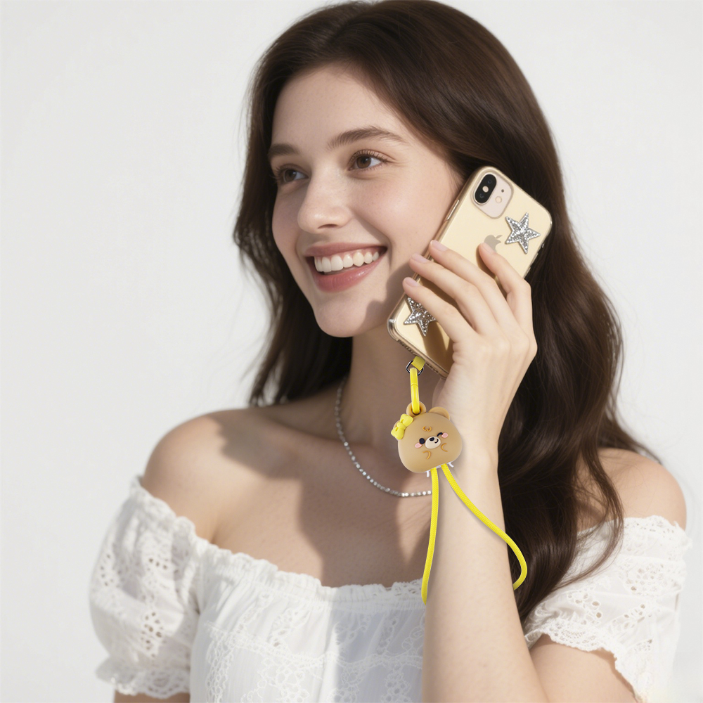 Beanlieve Cute Bear Hand Wrist Strap Lanyard 60W Fast Charging Cable Nylon Braid Anti Theft USB Type C Phone Strap Charging Cable for Travel