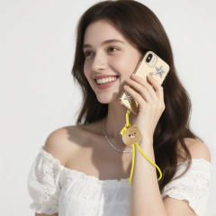 Beanlieve Cute Bear Hand Wrist Strap Lanyard 60W Fast Charging Cable Nylon Braid Anti Theft USB Type C Phone Strap Charging Cable for Travel