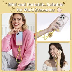 Beanlieve Cute Bear Hand Wrist Strap Lanyard 60W Fast Charging Cable Nylon Braid Anti Theft USB Type C Phone Strap Charging Cable for Travel