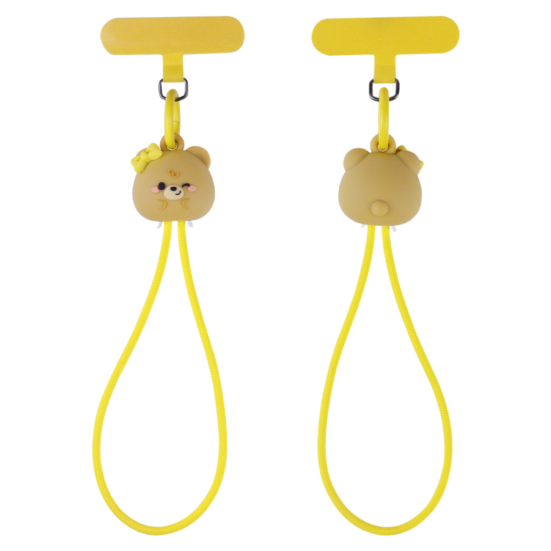 Beanlieve Cute Bear Hand Wrist Strap Lanyard 60W Fast Charging Cable Nylon Braid Anti Theft USB Type C Phone Strap Charging Cable for Travel