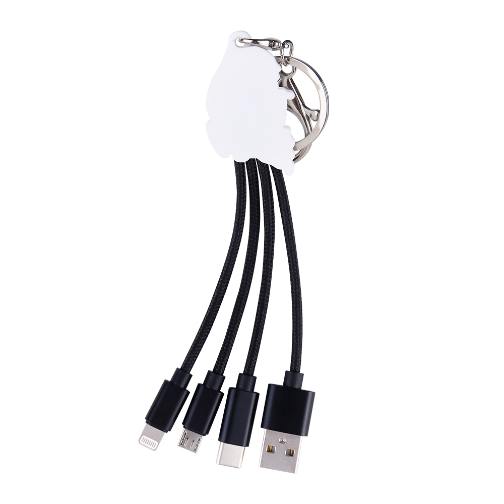 Creative Design South Korean Flag 3 in 1 Charging Cable Souvenir Mobile Phone Keychain USB Type C 3 in 1 Charging Cable