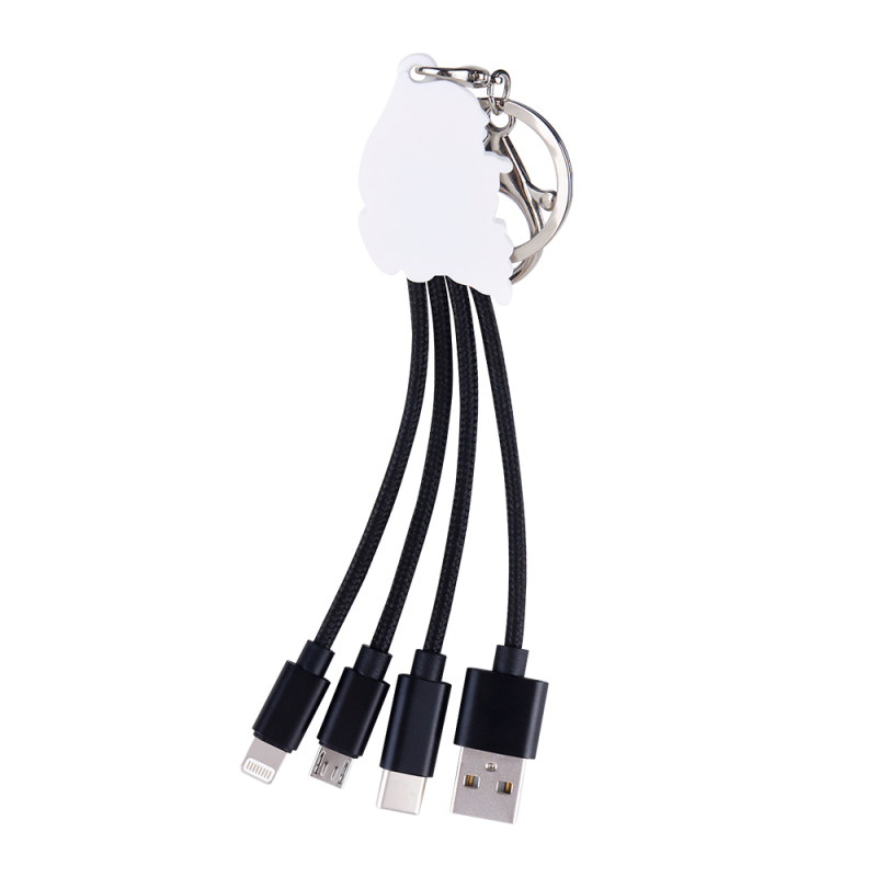 Creative Design South Korean Flag 3 in 1 Charging Cable Souvenir Mobile Phone Keychain USB Type C 3 in 1 Charging Cable