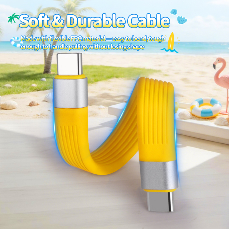 Creative Summer Series Swim Ring Design 60W Fast Charging Cable Short Universal USB Type-C to Type-C Data Cable for Power Banks Phone Laptop