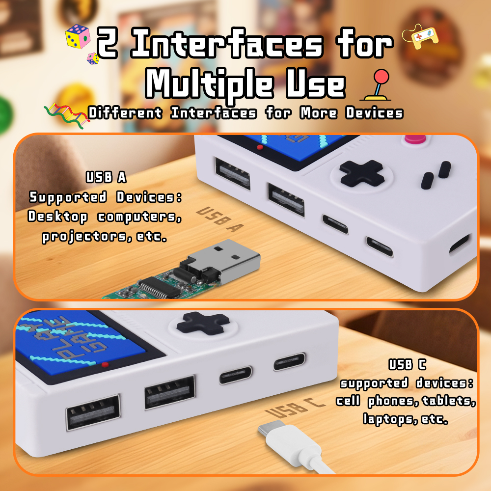 Creative Gaming Desktop HUB USB Splitter Retro Game Design Multi Port Adapter HUB USB for Office Laptop