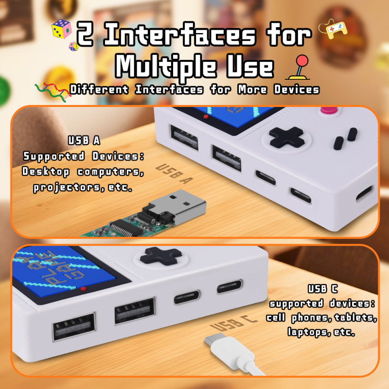 Creative Gaming Desktop HUB USB Splitter Retro Game Design Multi Port Adapter HUB USB for Office Laptop