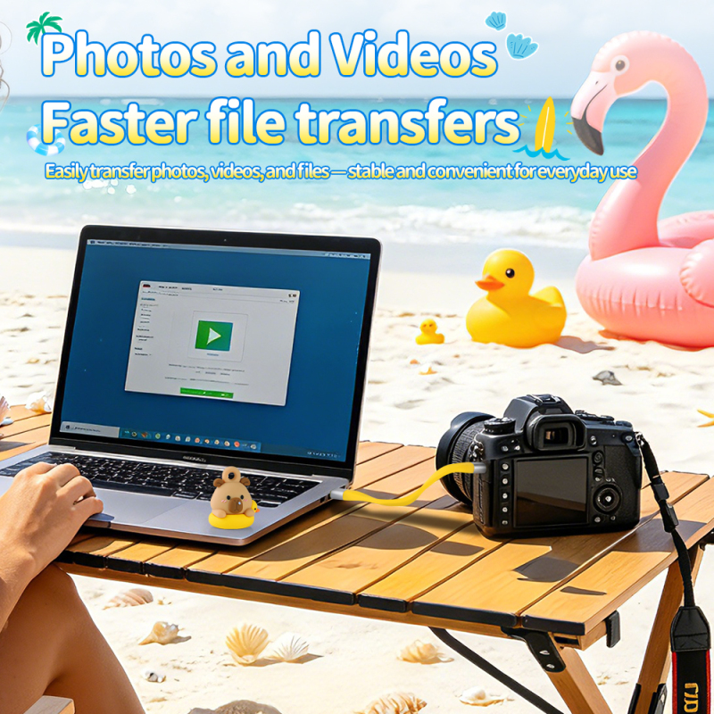 Creative Summer Series Swim Ring Design 60W Fast Charging Cable Short Universal USB Type-C to Type-C Data Cable for Power Banks Phone Laptop