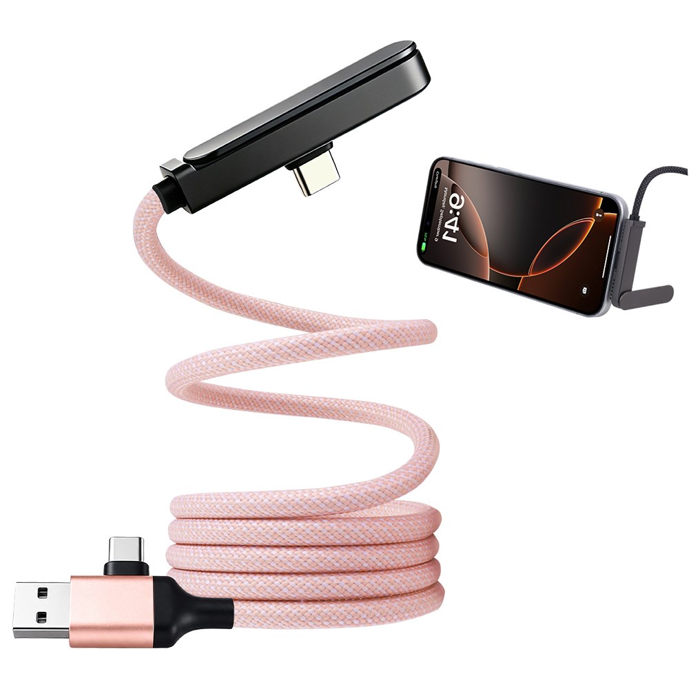 Magnetic 60W Fast Charging Cable Phone Holder USB C to USB C Fast Charge Cable Data Sync Nylon Braided for iPhone iPad Laptop 1M