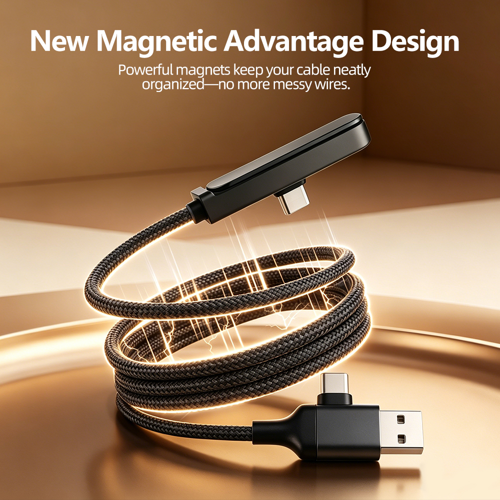 Magnetic 60W Fast Charging Data Cable With Phone Holder for iPhone 18 Huawei Tablet Mobile Gaming 2-in-1 USB-C 60W Fast Charging Cable